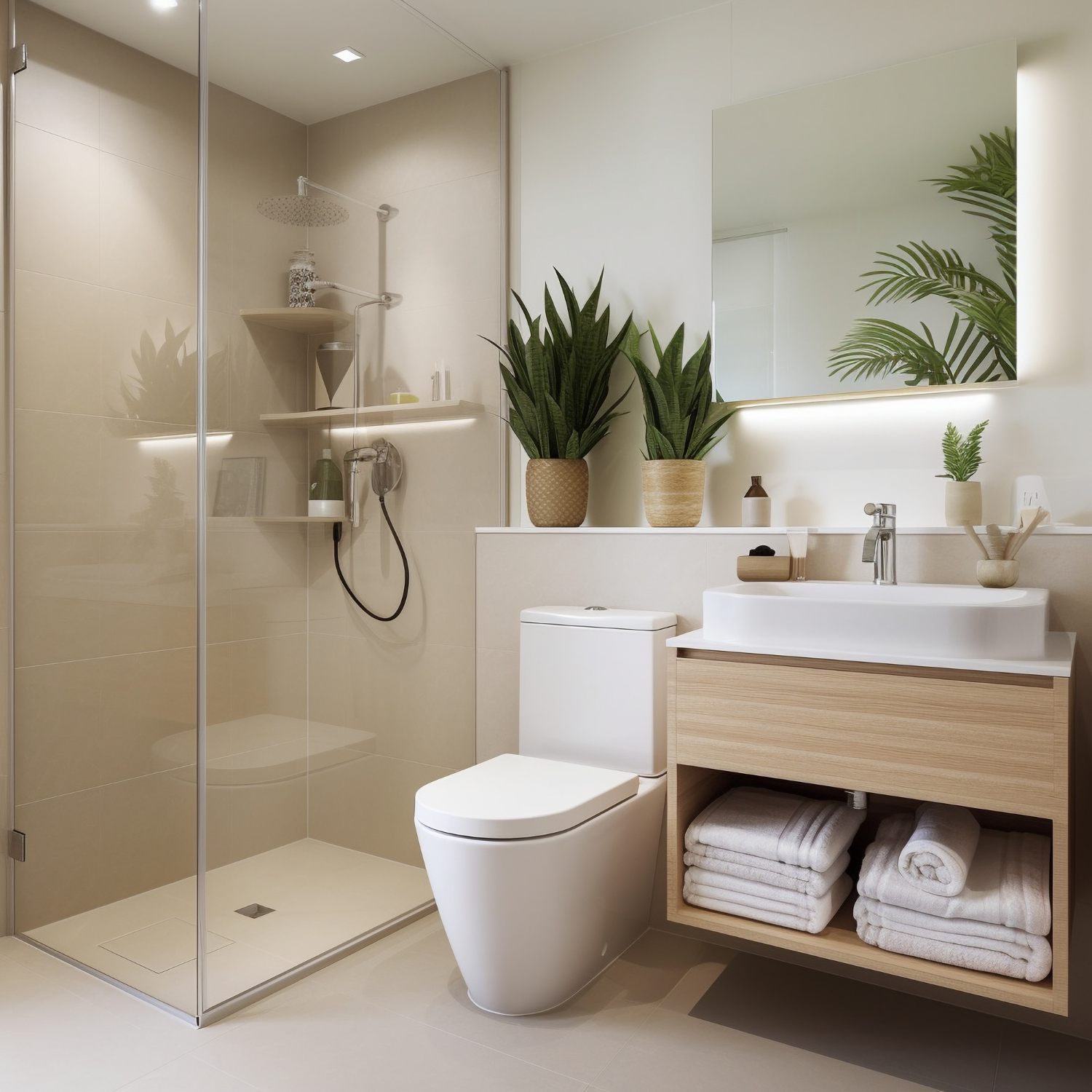 Warm minimal bathroom portfolio placeholder